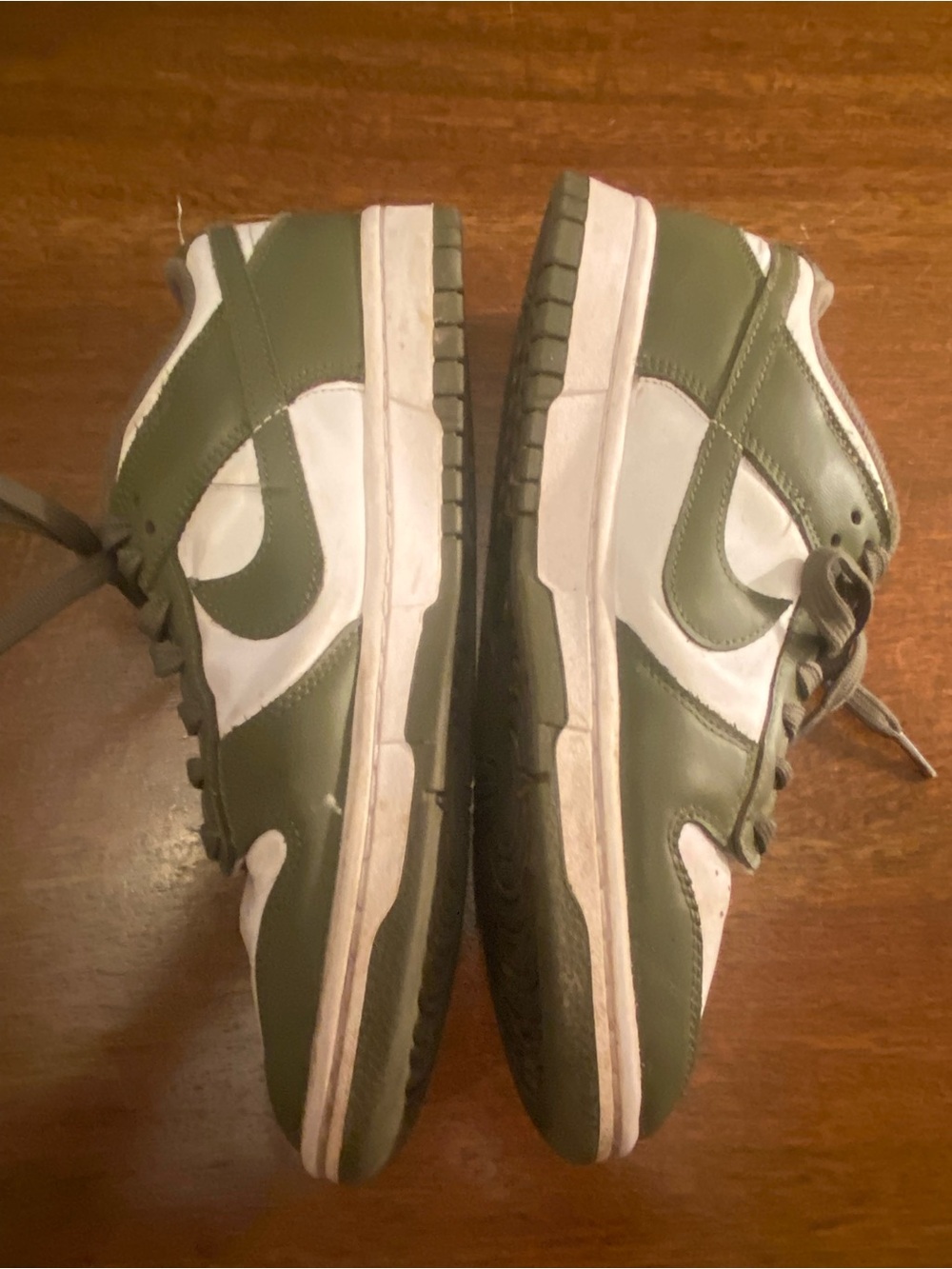 Nike Dunk Low Medium Olive green White Women sz 8.5 Leather Sneakers DD1503-120